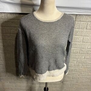 James Perse Los Angeles Womens Size 2 Grey White Houndstooth Knit Sweater